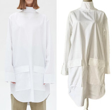 Celine Phoebe Philo Stand Collar Pullover Shirt Dress White Cotton