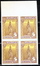 ESPAÑA VIÑETA GUERRA CIVIL CATALUNYA VINEBRE BLOQUE DE 4  SIN DENTAR