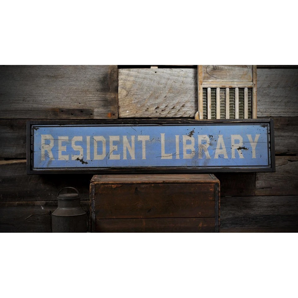 Custom Library Librarian Sign - Rustic Hand Made Distressed Wooden - Image 2 of 3