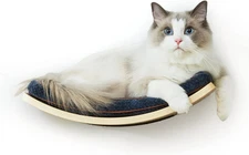 Cat Shelf with Comfortable Cushion - Curved Cat Shelves and Perches for Wall (Me