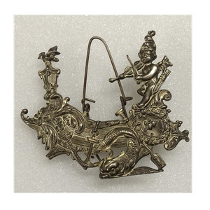 Antique Victorian Pipe rack match holder cherub violin Dragon wall mount.