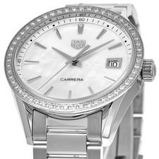 New Tag Heuer Carrera Quartz White Mother of Women's Watch WBK1316.BA0652 2