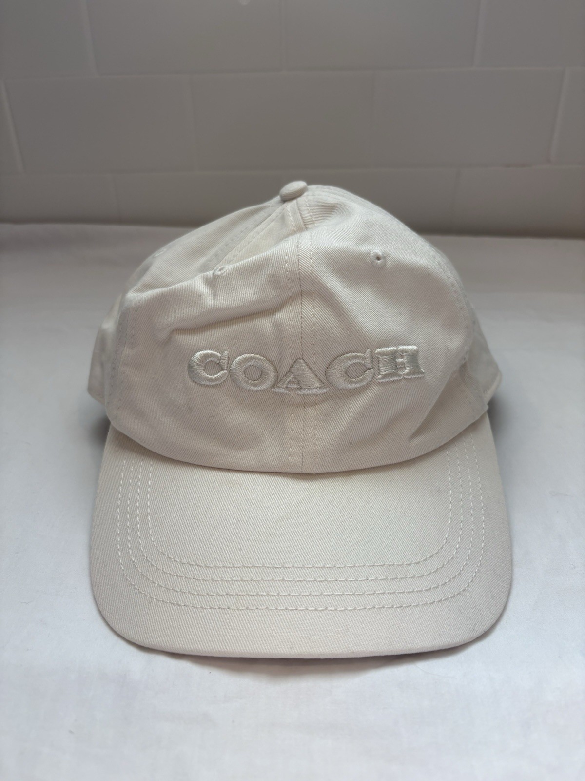 Women’s Coach Embroidered Baseball Cap White/Cream Color