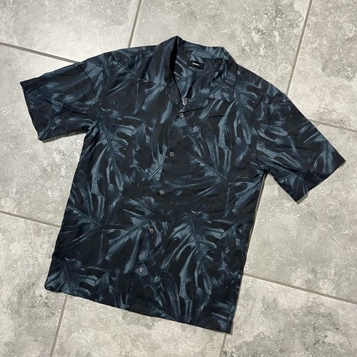 Camisa Theory Noll Lyocell Estampado de Hojas Cuello de Campamento Botón Manga Corta Nueva L - Imagen 13 de 18