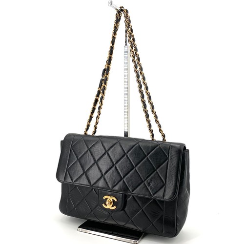 CHANEL Vintage Lamb Matelassé Flap Shoulder Bag 157337475