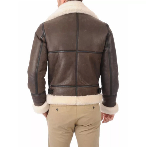 Schott Type B-3 Flight Mouton Bomber Leather Jacket Sheepskin Brown - Picture 4 of 5