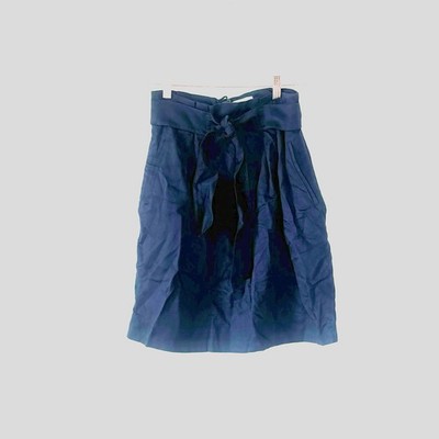 H&M Navy Blue Conscious Collection Skirt Belted Tie Waist TENCEL 4 NEW