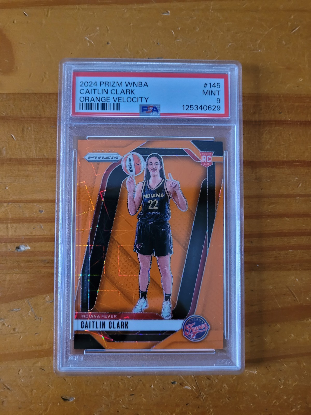 2024-25 Prizm WNBA Orange Velocity #145 Caitlin Clark Rookie PSA 9 Mint RC Fever