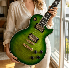 Ebony Fretboard Green Electric Guitar with Black Binding Shipped from the U.S.