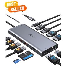 Powerful 14-in-1 USB C Docking Station - Dual Monitors  10Gbps Transfer Speed