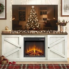 Rustic White and Honey Brown ULTV540W01, Media Console Table for Living Roo