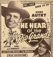 Vintage 1940s Movie Theater Ad Herald Gene Autry Dangerously They Live ++