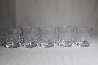5 Pasabahce Clear Glass 12 Oz Glasses With Impressed Dots In The Mirage Pattern