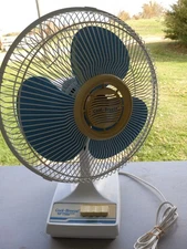 Vintage Cool~Breeze 12" 3 Speed Air Oscillating Electric Fan~ Retro Blue~Clean