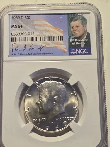 1969-D 40% Silver Kennedy Half Dollar NGC MS64