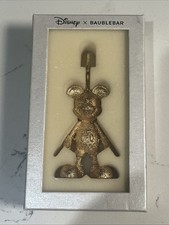 Disney Baublebar Mickey Mouse Bag Charm Textured Gold Tone Finish NWOT In Box