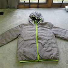 Eddie Bauer Down Jacket Kids Medium Gray Black Reversible Puffer Cirruslite