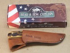 Bear & Son Cutlery MGC Fixed Blade Hunting Skinning Knife 2.75" Stag with Sheath