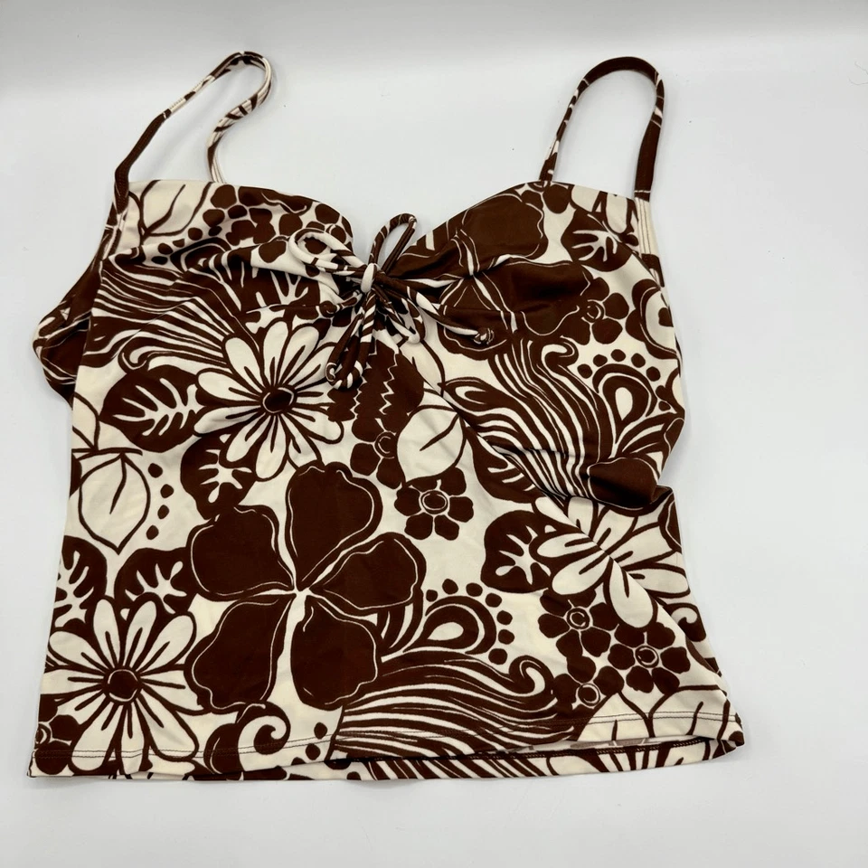 Victoria’s Secret Conjunto de 3 Piezas Tankini Falda Bikini Hojas Marrón Correa Ajustable Foto 2 de 4