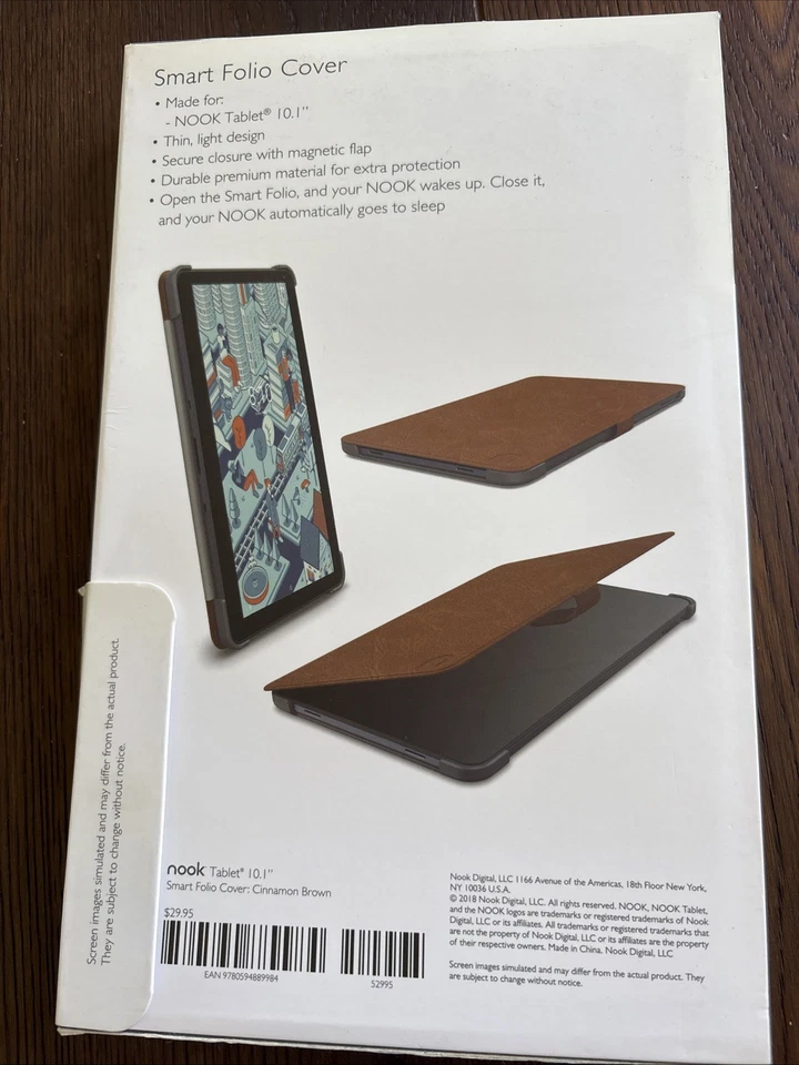 NEW NOOK SMART FOLIO COVER W/TAB NOOK 10.1” TABLET CINNAMON BROWN BARNES & NOBLE - Image 3 of 3