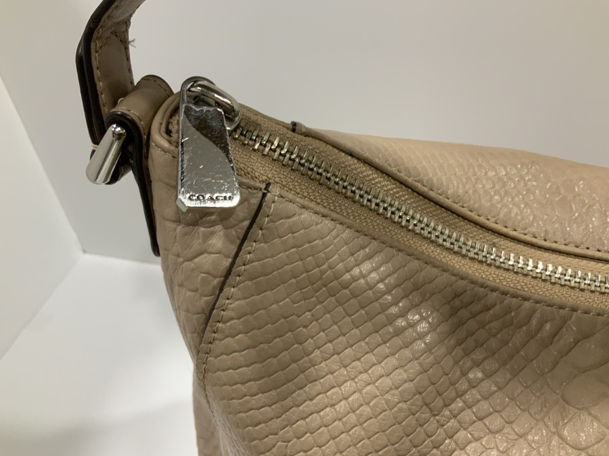 Coach Charlie Python Embossed Leather Hobo Shoulder Bag Taupe Beige F31288 View 4