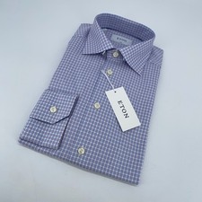 Eton Dress Shirt Mens M 15 1/2 - 39 Multi Check Slim Fit Collared Button Up