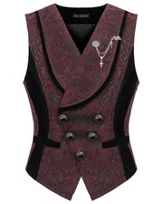 Devil Fashion Mens Gothic Aristocrat Waistcoat Vest - Black  Red