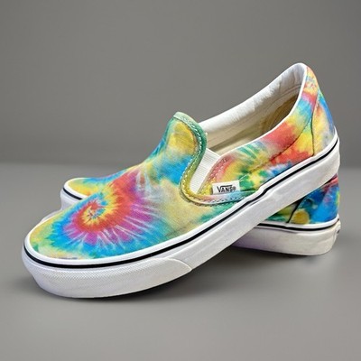 VANS Rainbow Tie Dye Classic Canvas Slip-On Shoe Women 8 Multicolor Hippie Skate