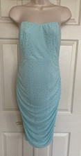Mint Strapless Rhinestone Sexy Tube Dress Ruched Body Con Party Club Wear Size M