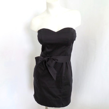 H&M Short Dress Womens 10 Black Cotton Blend Sweetheart Strapless Party Cocktail