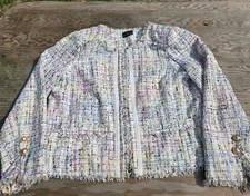 Worthington Multicolor Tweed Open Long-Sleeves Blazer Women's Size LARGE 
