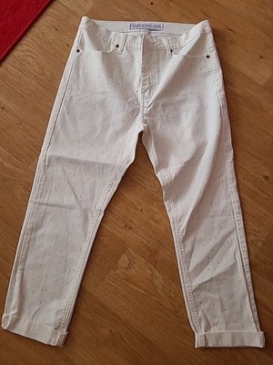 Damenjeans Wizard Größe 10 Diamanten Cropped weiß