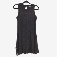 Vintage Dawn Joy Black Lace Overlay Sleeveless Dress Size 10 Whimsigoth Reto