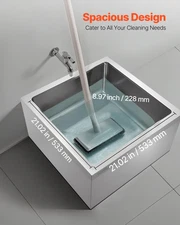 VEVOR Stainless Steel Floor Mop Sink - 24 x 24 x 13 in with Wall-Mounted Bracket