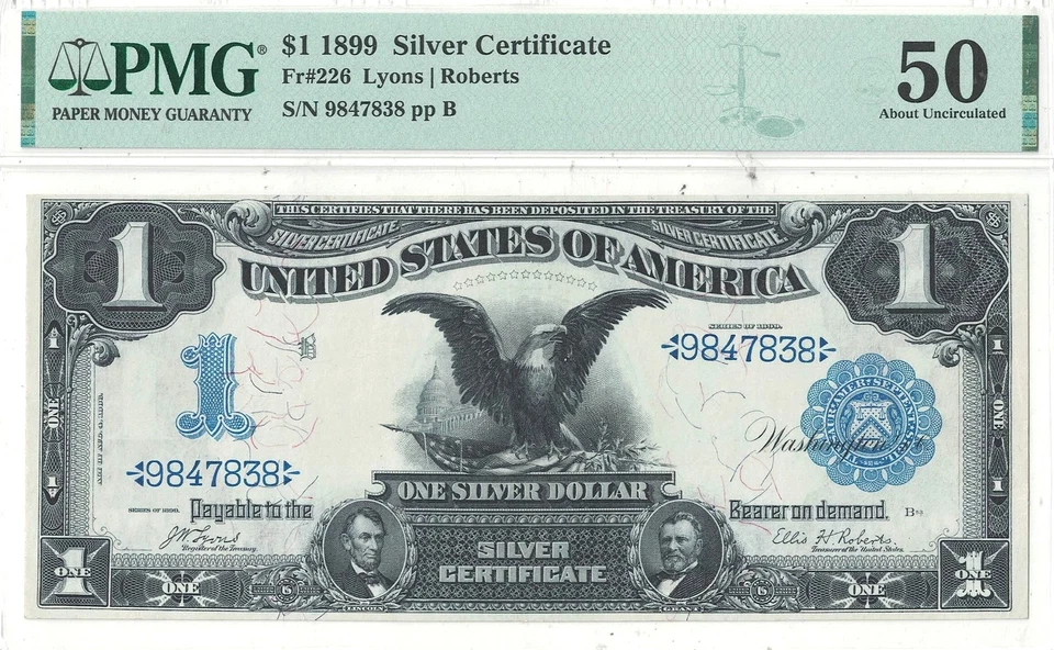 1899 $1 Silver Certificate Fr-226 PMG AU-50 Comment - Image 2 of 3