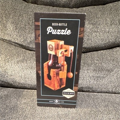 Beer-Bottle Irregular Shape Wood Brown Brain Teaser Puzzle by Cheers! New in Box