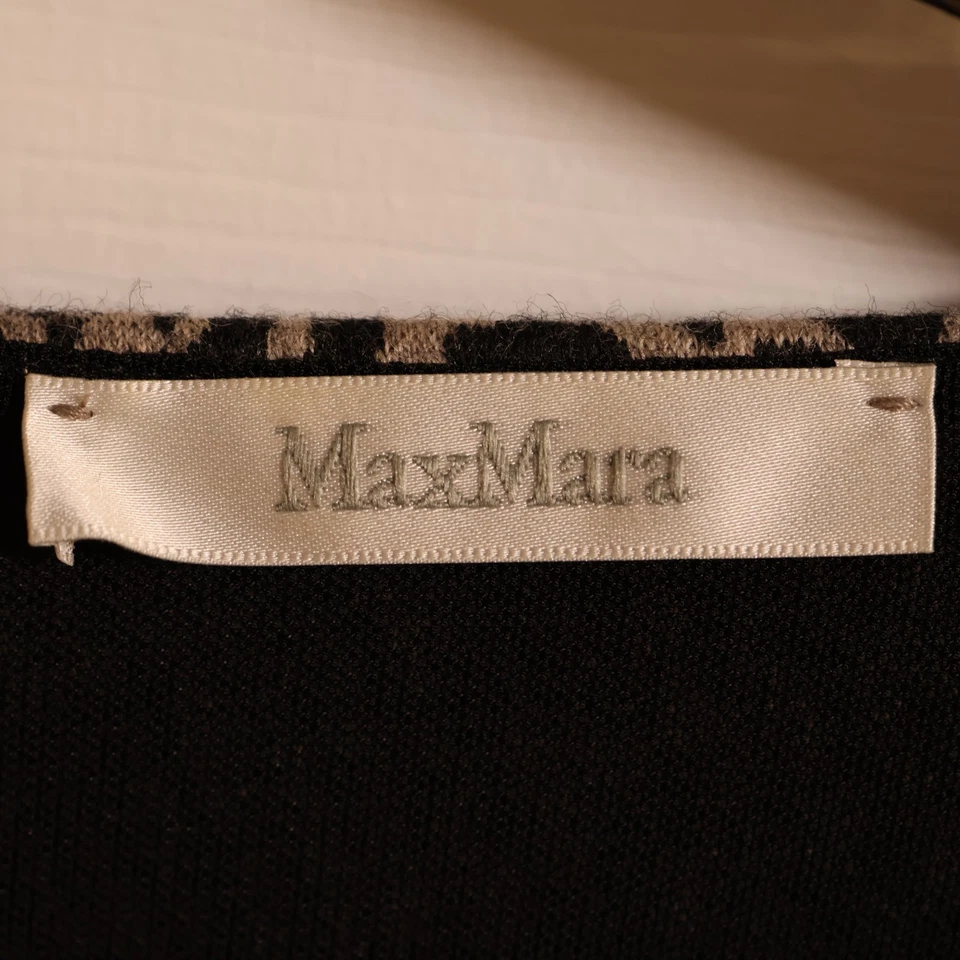 READ Max Mara leopard virgin wool V-neck long sleeve leather belted dress 6 / M - Image 4 of 4