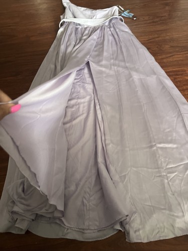 NWT White By Vera Wang Ebony Purple One Shoulder Belted Formal Dress Size 14 A3 - Picture 3 of 16