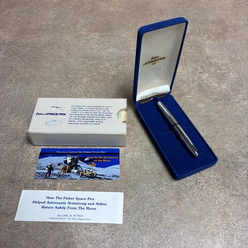 Vtg Collectible Polished Chrome Fisher Space Bullet Pen In Original Box