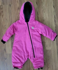 Carhartt 6 Mth Snowsuit Canvas Pink Quick Duck Zip Bunting Quilted Kid Overall