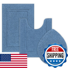 Shacos Bathroom Rugs Sets 3 Piece Toilet Lid Cover 20X32Bath Mat And 20X24