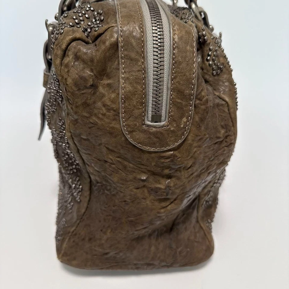 Thomas Wylde Studded Handbag Tote Travel Bag Leather Brown USED Good Condition - Image 4 of 4