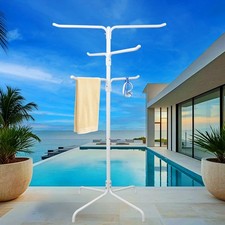 Pool Towel Rack Outdoor, 6 Bars Column Floor Standing Towel Rack, Adjustable ...