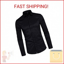 BEILU Stretch Mens Slim Fit Dress Shirts Formal Long Sleeve Button Down Shirts B