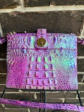 NWT  Brahmin Mina Crossbody Purple Iris Melbourne Leather iridescent violet