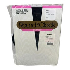 Vtg Round The Clock 5033 Ultra Sheer Control Top Pantyhose Size B Black