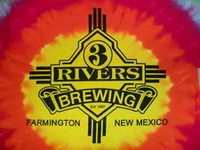 3 RIVERS BREWING T SHIRT SzS FARMINGTON NEW MEXICO BREWERY ALE BEER PUB TIE DYE