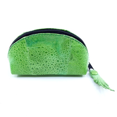 New Genuine Exotic Bufo Marinus Cane Zippered Coin Purse Lime Green 5'' 