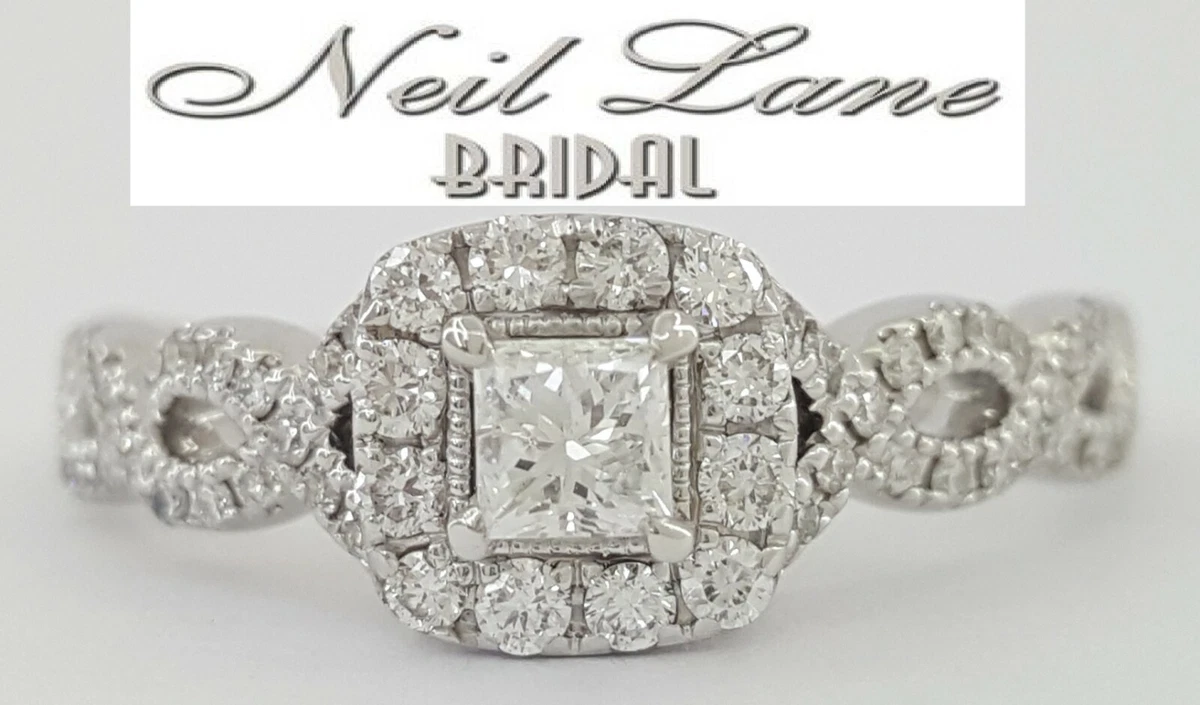 Neil Lane Bridal 0.65ct 14K Princess Cut Crossover Halo Engagement