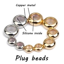 20pcs 6/8/10mm Copper Metal  Silicone Inside Plug Lock Stopper Spacer Beads Lot